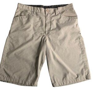 Hurley High Rise Flat Front Shorts 33 Grey Button Zip Pockets Belt Loops 12 in